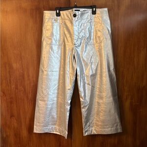 NWOT Maeve Anthropologie Colette Pant Vegan Leather Metallic Silver, Women’s 20W
